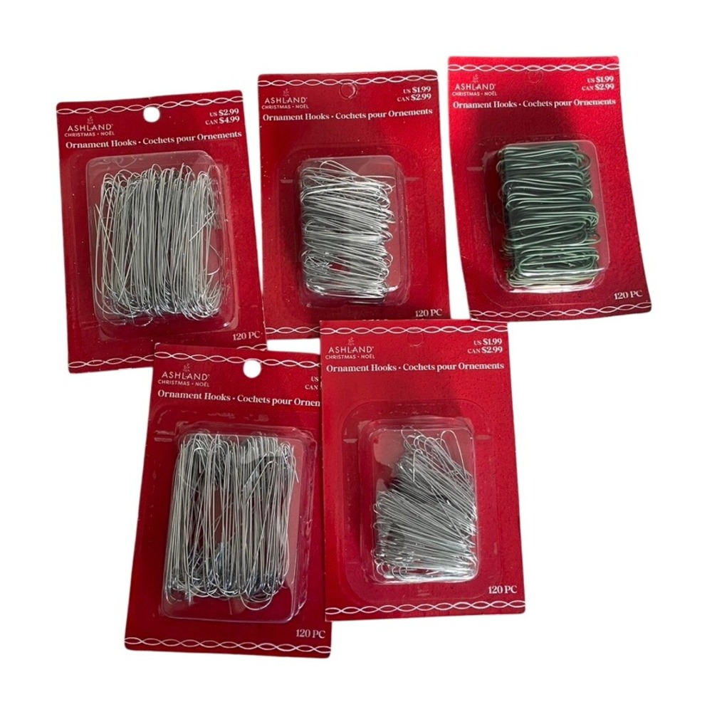 Christmas Ornament Hooks 5 Pack Silver Green 600pc Total Holiday Decor New